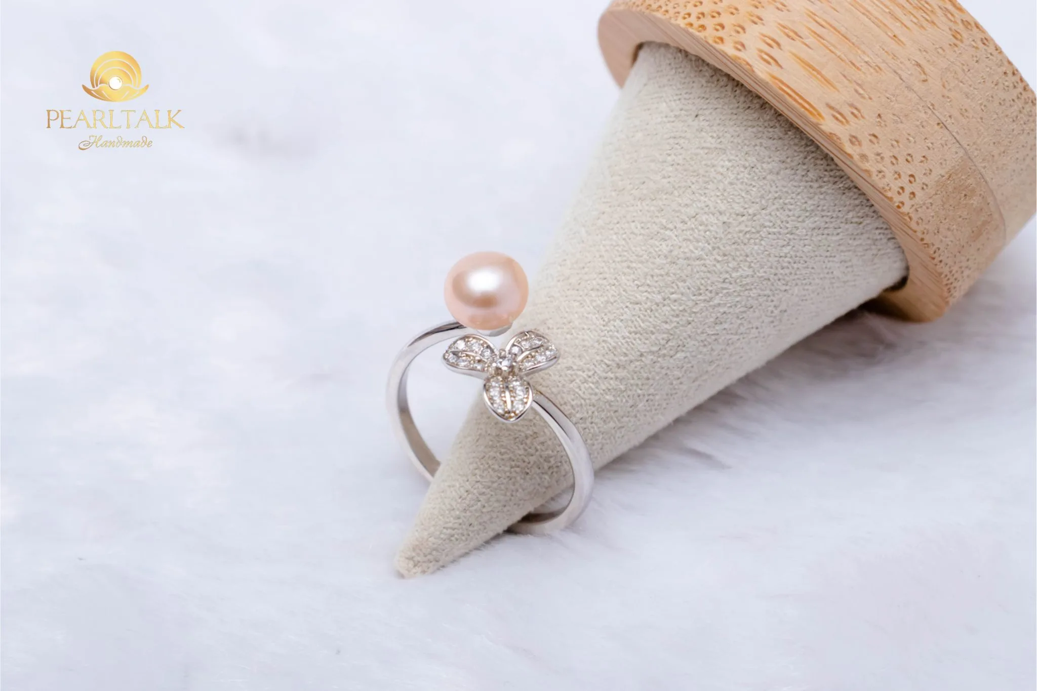 NHẪN NGỌC TRAI BẠC MÀU CAM